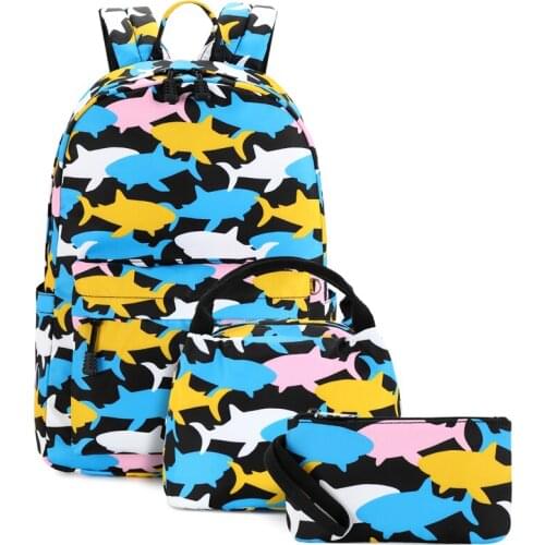 Abshoo Shark Child Boys backpack Set Storage Bag Cute Shark backpack Carrier Teen Boy Large Capacity High Quality Schoolbag