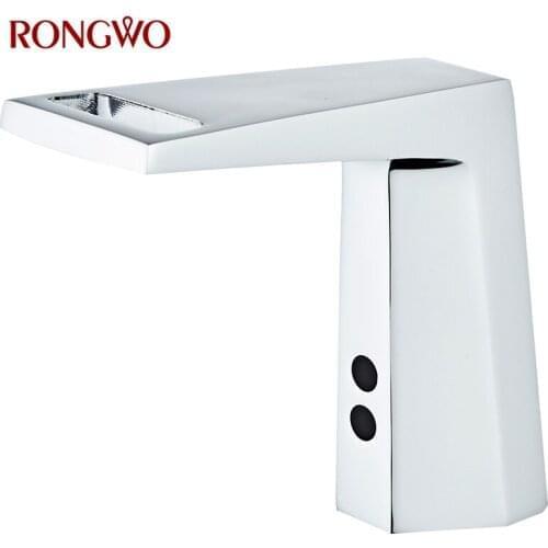 RONGWO Cold Water Bathroom Automatic Touch Free Sensor Faucet Water Saving Inductive Faucet Electric Battery Power Tap