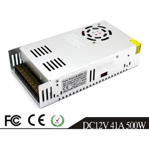 Single Output DC12V 41A 500W Lighting Transformer AC To DC 12V Switching Power Supply Source for LED Strip Modules Light CCTV AV