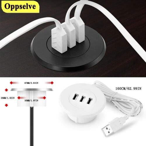 Universal Phone Charger 3 USB Desktop Charging Office Home Desk Data Cable Hole Charge Station for Computer Laptop Mouse Tablet