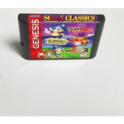 Soniced Classics Includes 3 Great Soniced Games! - 16 Bit MD Game Card for Sega Megadrive Genesis Video Game Console Cartridge