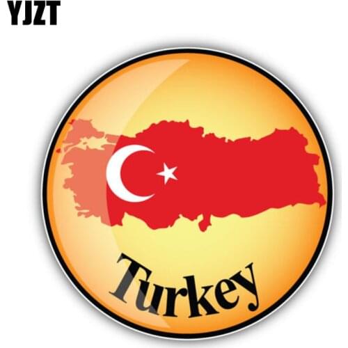 YJZT 12.7CM*12.7CM Car Styling Turkey Map Flag Car Sticker PVC Body Decal 6-1338