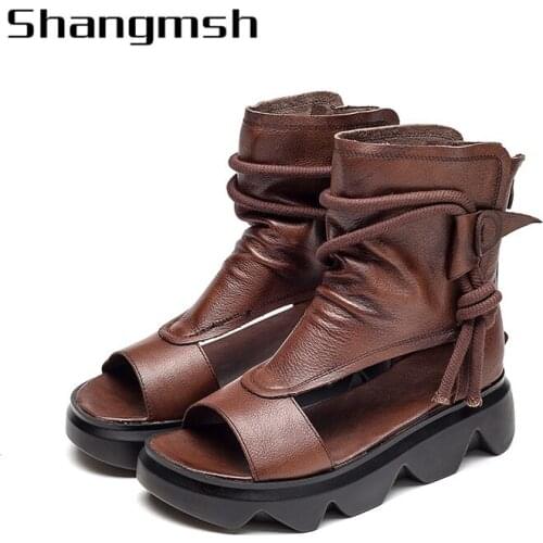 Women Cut Out Summer Hemp Ankle Sandals Boots Brand Comfortable Sandals Open The Toe Boots Lady Flat Shoes 2212