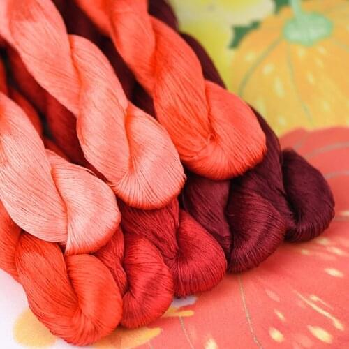 1pcs 100% silk thread hand embroidery embroider cross stitch 400m silk embroidery thread Flaming red/8 pure colors