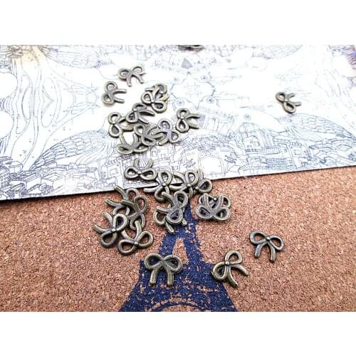 150pcs--11*8mm antique bronze small size bow butterfly bow DIY charms pendants
