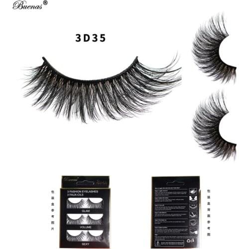 60 pairs of Buenas original 3D lash hand made full strip lashes 3d winged hotsell eyelashes extensions 3 pairs packing 3D35