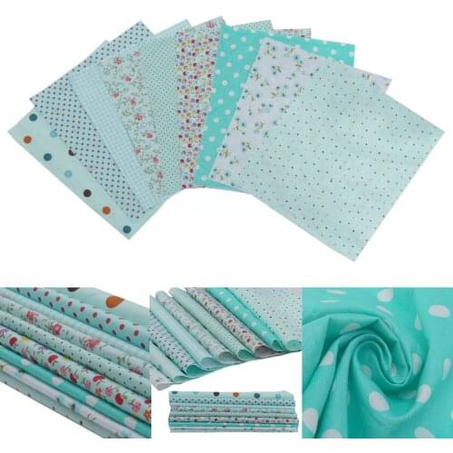 9pcs/lots 20cm*25cm New Blue Cotton Fabric Patchwork Batiks Mixed Bundle Sewing Craft