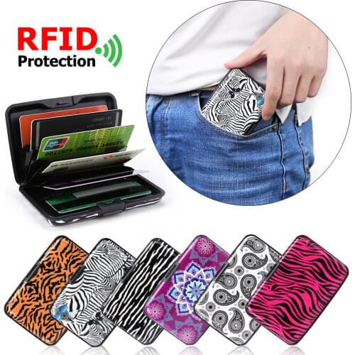 Aluminum Credit Card Holder Zebra Pattern Wallet Men Women Metal Purse Case Credit Business Card Case Wallet