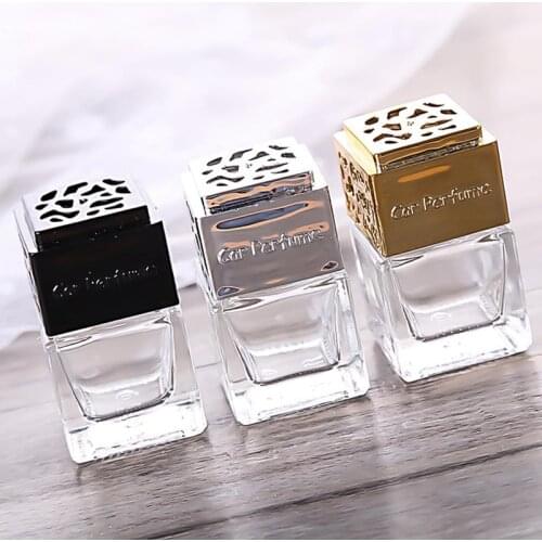 Car perfume Square bottle Automobile air conditioner perfume clip Empty glass bottle auto air freshener for Lady car Ornaments