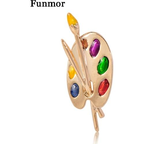 Funmor Casual Palette Brooches Enamel Pins Painter Artist Dress Windbreaker Bag Decoration Jewelry Exhibition Accessories Gifts