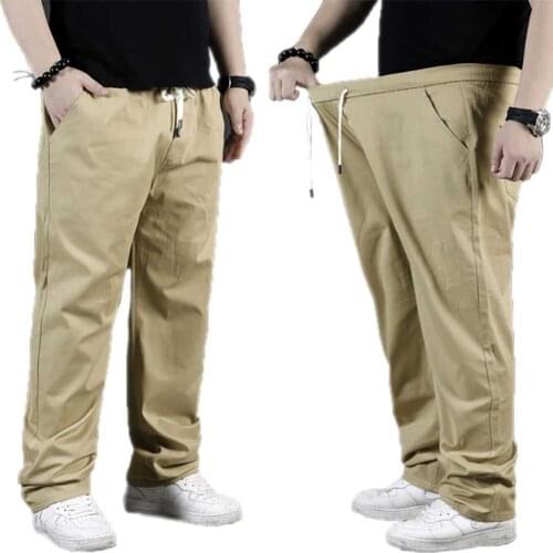 New Fashion Plus Size Trousers Elastic Waist Men Casual Straight Loose Baggy Pants Streetwear Hiphop Harem Joggers Clothing