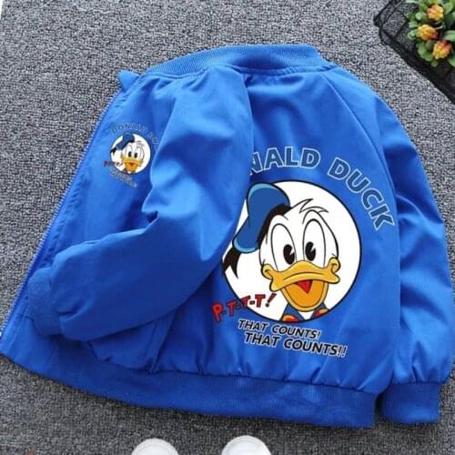 Childrens Jacket Spring and Autumn New Childrens Clothing Boy Donald Duck Hooded Jacket Cartoon Windproof Jacket Boy Jacket