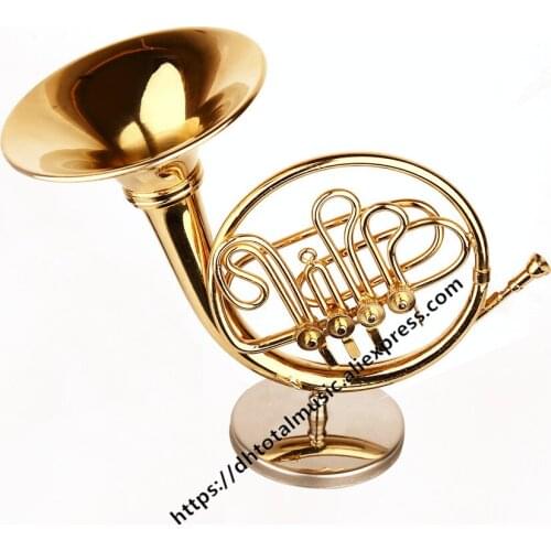 Dh French Horn Model Musical Instrument Miniature Desk Decor Display Realistic Music Lover Birthday Gift