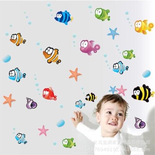 Lovely sea Fish animals colorful cartoon starfish home decal wall sticker vinyl wall art poster for kids room nursery decor gift