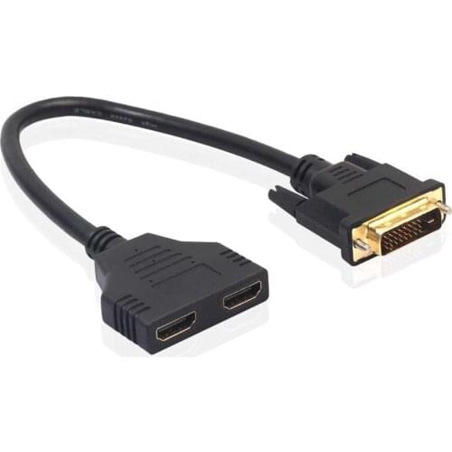 DVI-D 24 + 1 Male to 2 HDMI-compatible Female Adapter Cable Bi-Directional HDMI-compatible Converter