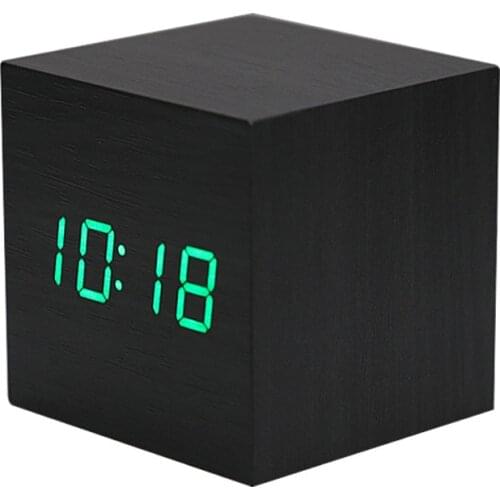 LED Wooden Alarm Clock Voice Control Thermometer Desktop Clocks Retro Desktop USB Powered Digital Clocks Luminous Table Decor
