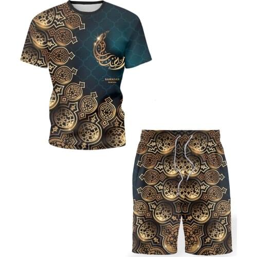 2021 summer mens set casual T-shirt fashion short sleeves and shorts Street personality round neck T-shirt, free choice