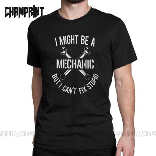 Mechanic T-Shirts for Men Car Fix Engineer Cool Cotton Tees Crewneck Short Sleeve T Shirt Plus Size Tops