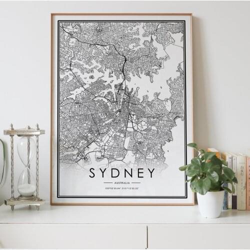 SYDNEY city map Nordic Living Room Decoration Canvas Poster Modern Home Decor Art Print Painting