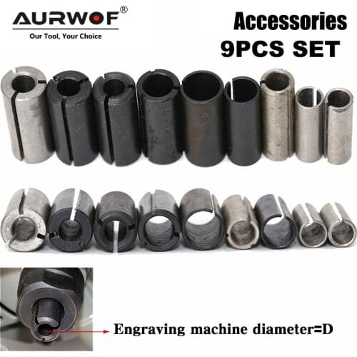 LA VIE 9pcs High Precision Adapter Collet CNC Router Bit Tool Adapters Milling Cutter Holder 6mm 6.35mm 8mm 10mm 12mm 12.7mm 402