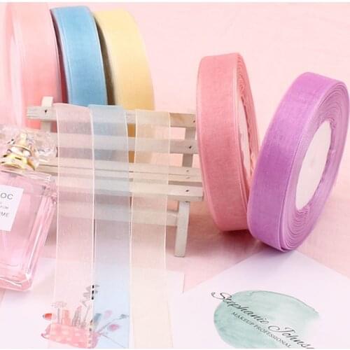 50yard/lot transparent snow gauze ribbon 2cm diy tapes gift wrap hair accessories hook cap wedding decoration ribbons for crafts