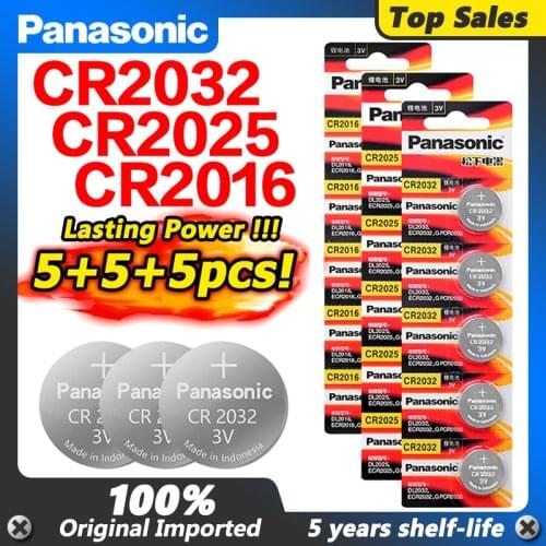 Hot sale PANASONIC 5pcs original cr2016+5pcs cr2025+5pcs cr2032 3v button cell coin lithium li-ion batteries for watch car toy