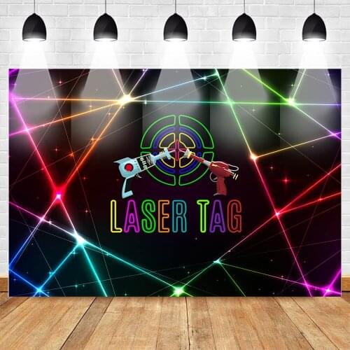 Mehofoto Laser Tag Themed Backdrop for Photography Laser Gun Boy Birthday Cake Table Decor Background Game Theme Party Backdrop