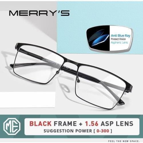 MERRYS DESIGN Men Titanium Alloy Prescription Blue Light Blocking Glasses Myopia Hyperopia Optical Eyewear S2057