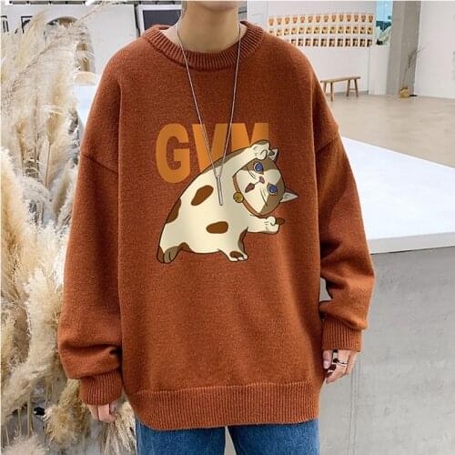 2021 New Sweaters MenS Long Sleeves Autumn Kawaii Anime Print Pullover Knitted O-Neck Plus OverSized 5XL Sueters De mujer
