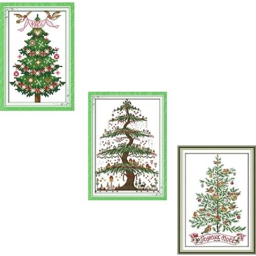Christmas Tree Cross Stitch Kit Stamped Patterns Counted Decor Canvas 11CT 14CT Printed Fabric Thread Embroidery Needlework Sets