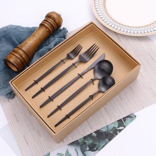 30 Pcs Matte Black Flatware Tableware Cutlery Set Dinnerware Wedding Party Gift Box Kitchen Fork Spoons Knives Kits Dinner Set
