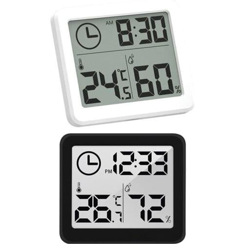 LCD Time Desktop Table Clocks Indoor Outdoor Weather Station Clock LCD Screen Indoor Humidity Monitor Clock