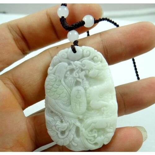 Natural stone Quartz Crystal hand-carved statue of Dragon Phoenix amulet pendant for diy Jewelry Making necklace Accessories