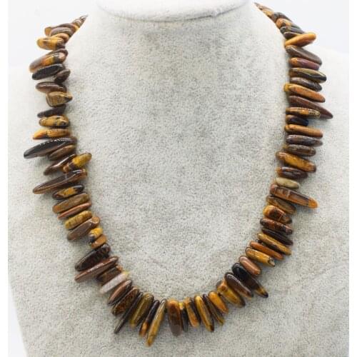 Wholesale yellow tigereye stone branch 15-20mm necklace 17inch FPPJ nature beads unique shape for woman gift