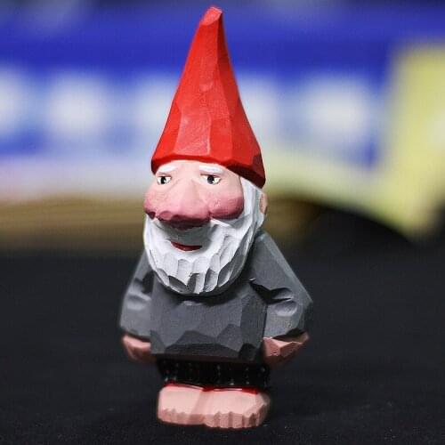 Dwarf Garden Elf Wood Carving Decoration Santa Claus Ornaments Handmade Solid Wood Decorative Crafts