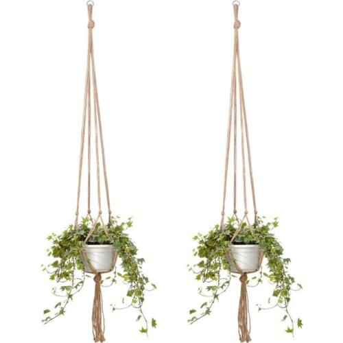 90-122cm Handmade Flower Pot Net Bag Braided Home Vintage Decor Plant Hanging Basket Knotted Rope Garden Plant Hanger Pot Tray
