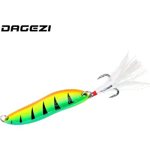 DAGEZI Metal Spoon Lure 5g/9g/13g/18g/21g 1pcs Saltwater Fishing Lure With Feather Laser Body Sinking Bait For Carp Fishing Bait