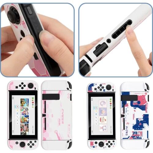 Mecha Cyber Girl Pink Case Cute Cartoon Full Cover Shell Joy-Con Controller Shell Hard Cover Box For Nintend Switch Accessories