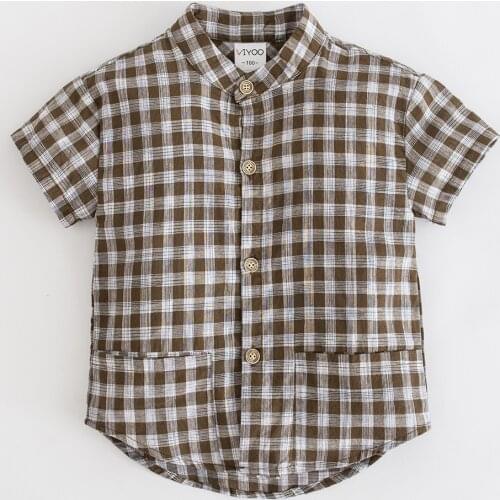 Summer 2019 Cotton Children Shirts European American Style Patchwork Plaid Baby Boys Shirt Casual Kids Clothing 2 3 4 5 6 8 Yrs