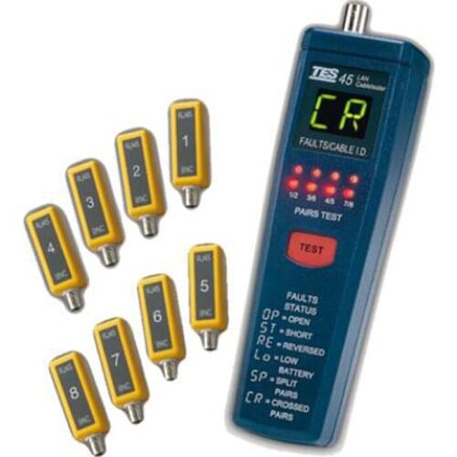 TES-45A CAT-5 LanCable Tester Over Voltage(Max 56V)is Provided to Prevent Damage from Miss Connecting to Live Circuit of Network