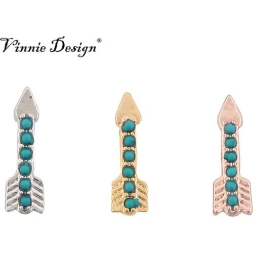 Vinnie Design Jewelry Arrow slide Charms fit on Keeper Bracelet Keys for 10mm Wrap Bracelets 5pcs/lot