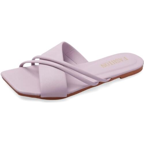 Womens Slippers 2021 New Summer Korean Style Fish Mouth Flat Sandals for Women Toe Strap Casual Woman Shoes Big Size Eur35-43