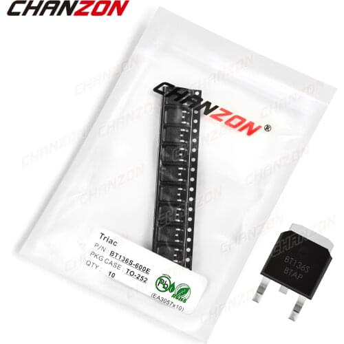10Pcs BT136S-600E TO-252 Triac SCR Transistor Bipolar Junction BJT Triode Tube Fets Thyristor SMD 4A 600V Integrated Circuits
