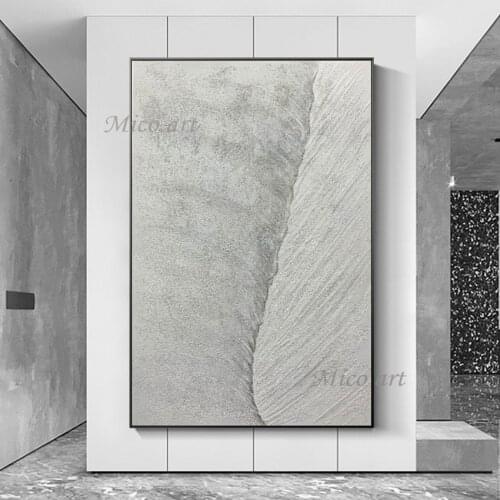 100% Hand Painted Heavy Textured Acrylic Thick Gray Design Oil Painting Abstract Canvas Knife Wall Art For Hotel Hall Decor