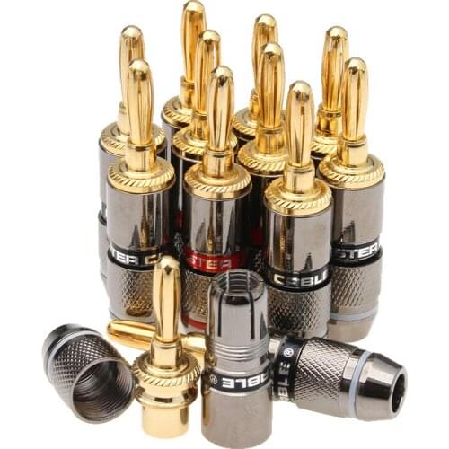 12PCS Banana Plug Gold Plated Banana Male Wire Connector Speaker Plug Connector Audio Video Loudspeaker Amplifier Adapter