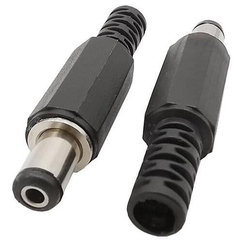 2Pcs DC Power Jack Plugs Male plug Adapter Connectors 2.1mm x 5.5mm For DIY Projects Disassembly Male Plug 5.5*2.1mm