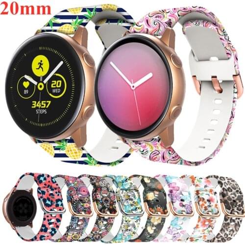 20mm Silicone Breathable Printing Band for Samsung Galaxy Watch Active 42mm Gear Sport S2 Bracelet for Garmin Huawei Amazfit Bip