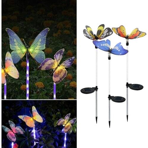 3Pack Solar Butterfly Lights Decorative Yard Lawn Landscape Stake Light