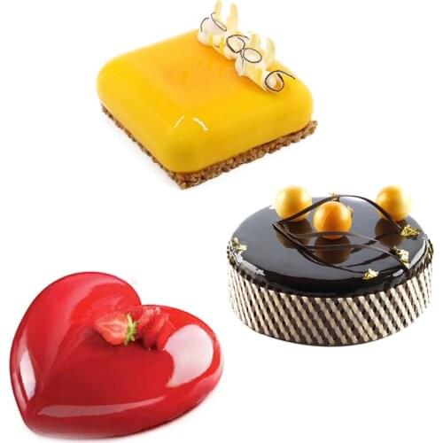 3PCS Mousse Mold Round Square Heart Shaped Silicone Chocolate Dessert Baking Dish Form Cake Mold Cake Decorating Tool
