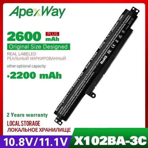 3Cell 2200mAh Laptop Battery for ASUS A31N1311 VivoBook F102BA-DF047H F102BA-SH41 X102B X102BA F102BA F102B